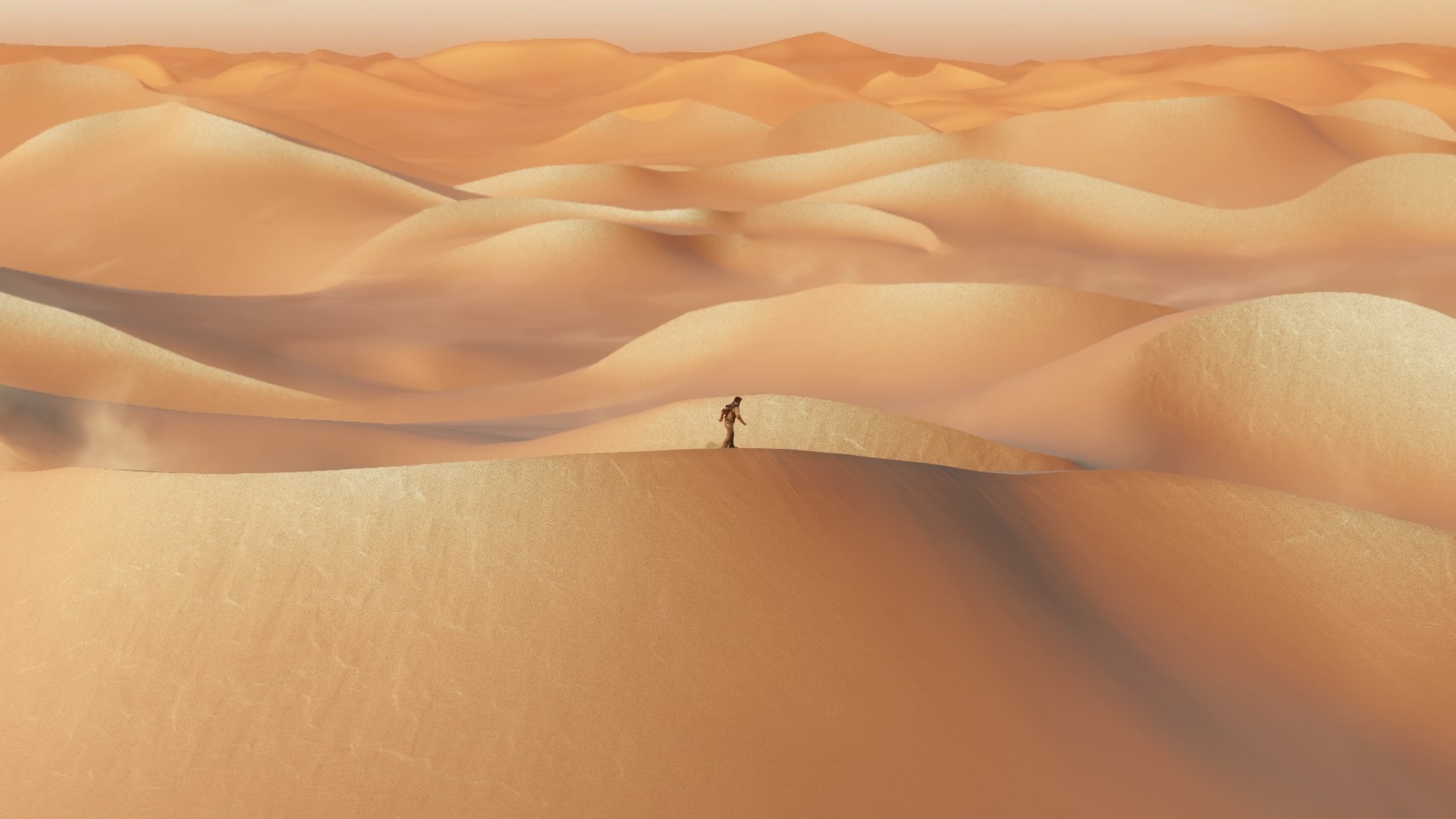 Drake staggers through an empty desert